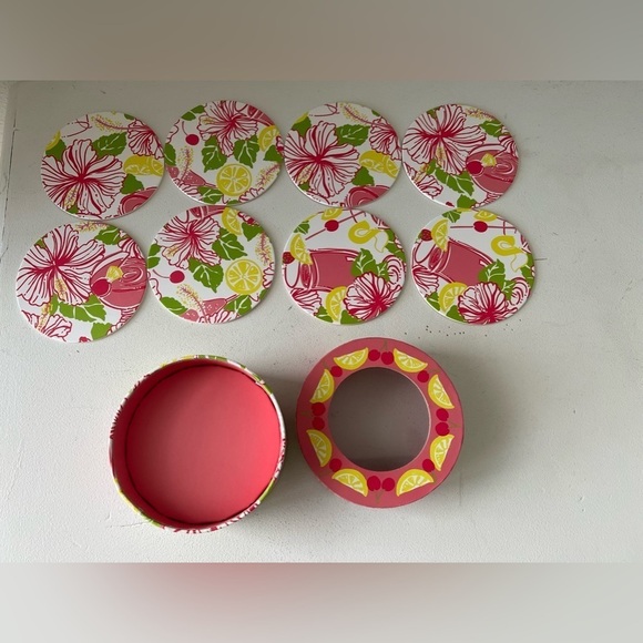 Lilly Pulitzer Coasters Juice Bar Pattern Set Of 8 In Box | Havan A Coctel - Picture 1 of 6